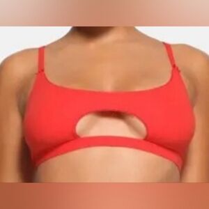 💕NWT SKIMS Fits Everybody Picot Trim Cut Out Scoop Bralette Red RUBY 4X